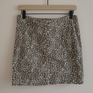 Free People Leopard Print Denim Mini Skirt